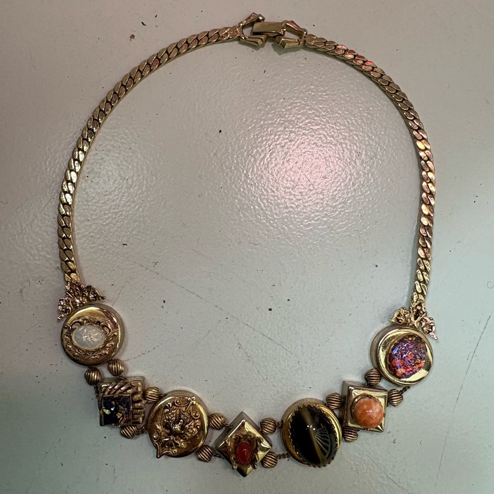 Vintage gold plated slider necklace